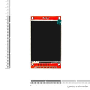 MSP2807 2.8 Inch 320*240 SPI Serial TFT LCD Module Display Screen With Touch Panel Driver IC ILI9341 For MCU - a rectangular red circuit board with a black display screen, a 14-pin connector at the bottom, and a 4-pin header at top.