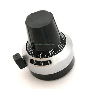 Multi-turn potentiometer knob with dial knob 3590S potentiometer knob with switch lock switch - black and silver cylindrical dial knob featuring a numerical display window showing 4, 5, and 6.