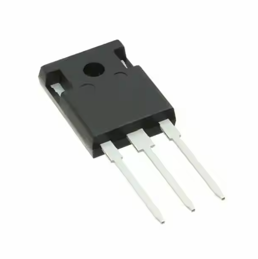 NCE80TD65 IGBT Power Transistor for Inverters, Motor Drives - a black, rectangular electronic component with three silver metal pins extending from the bottom.