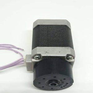 NEMA 17 Stepper Motor FK2-8503-000 For CNC And 3D Printer - a silver and black motor with a circular front mounting plate and a bundle of light purple wires connected to the side.