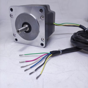 NEMA 34 Stepper Motor PK296-02A-A4 | Made In Japan | Digilog.pk - a silver and black square-bodied motor with a front shaft and a bundle of six multi-coloured wires.
