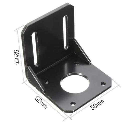 NEMA17 Stepper Motor Alloy Steel Mounting Bracket For CNC & 3d Printer - a black L-shaped metal bracket with a central circular cutout and dimension labels in millimeters.