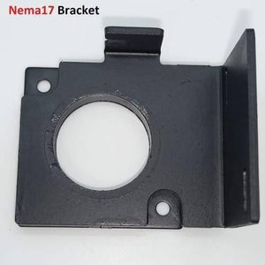 NEMA17 Stepper Motor Bracket l Shaped Steel Mounting Fitting For 3d Printers And CNC Machines - a black L-shaped steel mounting plate with a central circular cutout and mounting holes for 3D printers and CNC machines.
