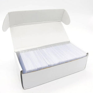 NFC Tag 13.56MHz RFID Card RFID Tag 1k Memory - shown as a bulk quantity of plain white rectangular plastic cards packed inside an open white cardboard box.