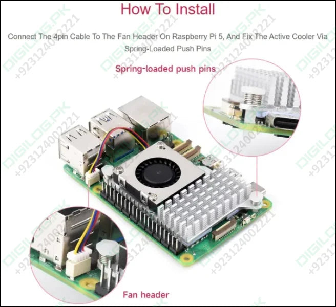 Official Raspberry Pi 5 Active Cooler HEAT SINK in Pakistan