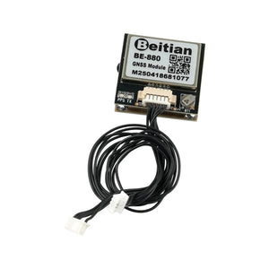 ON DEMAND Beitian GPS Module Antenna Integrated Beidou GMOUSE with Compass BE-880 - a square black circuit board with a metal casing, a white connector, and a black cable with two white plugs.