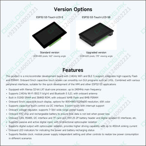 On Demand ESP32-S3 5inch Capacitive Touch Display Development Board 5-Point Touch 32-Bit LX7 Dual-Core Processor
