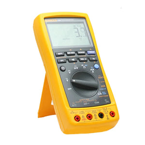 On Demand Fluke 789 Process Meter The Ultimate Loop Calibration Multimeter+ Fast Shipping - a yellow handheld digital multimeter with a central rotary dial, various control buttons, and a display showing 3.9 mV AC.