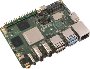 On Demand Radxa ROCK 5B RK3588 Rockchip 8-core CPU SBC, HDMI 8k Output, M.2 M Key Connector with PCIe 3.0, 4/8/16/32GB Option Single Board - a green circuit board with a central processor, RAM chips, USB ports, Ethernet, and HDMI connectors.