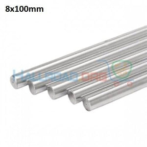 Optical Axis 8x100mm Linear Rail Shaft - a group of five straight, cylindrical, silver-colored metal rods.