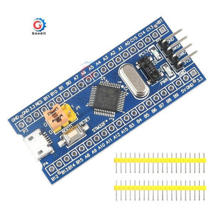 Original Blue Pill STM32F103C8T6 STM32F103 ARM Cortex-M3 Minimum System Development Board For Educational USE Only - rectangular circuit board with a micro-USB port, reset button, jumper, and two header strips.