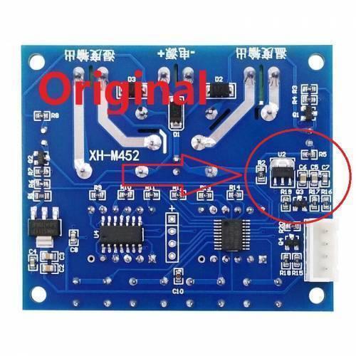 Original Genuine Xh M452 Incubator Temperature Humidity Controller DC 12V - a blue circuit board showing electronic components and a red circle highlighting U2.