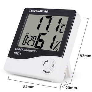 Original Htc 1 Temperature Humidity Meter Hygrometer - a white and black digital device showing 17.1°C, 61% humidity, and 8:29 PM with dimension labels.