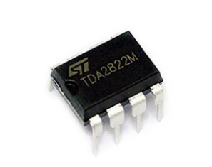 Orignal TDA2822 Dual Power Amplifier - a black 8-pin integrated circuit chip with silver metal leads, shown from a top-down angle on a white background.