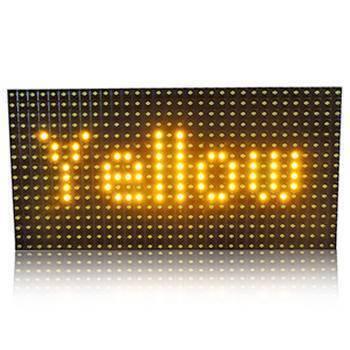 P10 Yellow LED Display Panel LED Module - a rectangular black matrix board with bright yellow LED lights forming the word "Yellow".