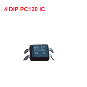 Pc120 Optocoupler Photocoupler Pc120 DIP4 Pc 120 DIP-4 DIP Optocoupler - a close-up of a black, four-pin surface-mount integrated circuit with "PC120" and other markings printed on its top surface.