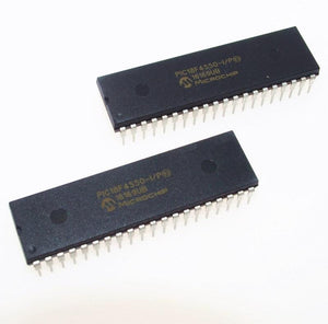 PIC18F4550-I/P PIC18F4550 18F4550 USB Microcontrollers DIP40 IC PIC MCU FLASH 16KX16 NEW 1PCS - two black 40-pin DIP integrated circuit microcontrollers with white text markings on their top surfaces, shown against a white background.