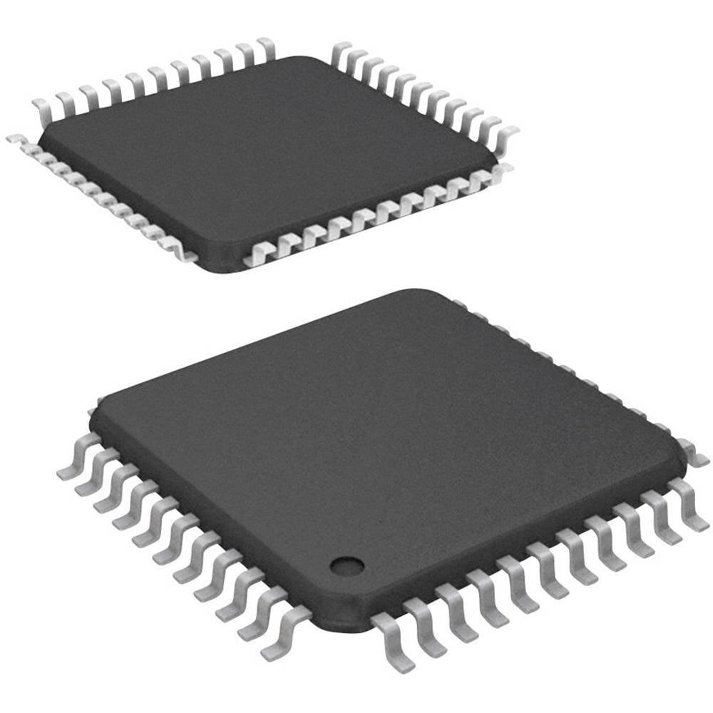 PIC18F46K22-I/PT SOP 44 On Demand Product - two black, square-shaped integrated circuit chips with metallic gull-wing pins along all four sides, viewed from above.