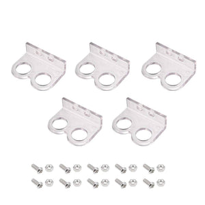 Plastic Bracket Holder for HC-SR04 Ultrasonic Sensor with Screw - five clear L-shaped plastic mounting brackets with included screws and nuts.