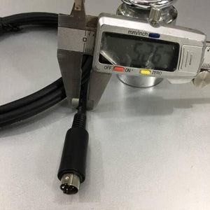 PLC Delta Programming UC-MS010-02A 1M Cable Serial Communication RS232 Mini DIN 8 Pin Male to DB9 Female For PLC DVP-ES2/EX2 Series Với Delta - a black Mini DIN 8-pin connector being measured by a digital caliper displaying 5.26 mm.