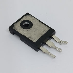 Pullout K75EEH5 IGBT Transistor 75A 600V 250WK75EEH5 IGBT Transistor 75A 600V - a black electronic component with a metal heat sink plate, a mounting hole, and three silver-colored metal pins.