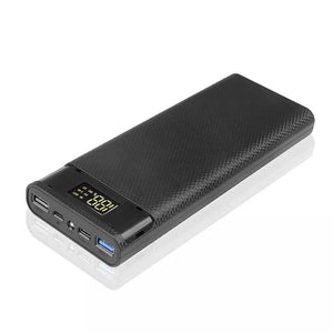 Quick Charging Qc 3.0 Fast Charging DIY Power Bank 8x18650 Portable USB Port Power Bank - a black rectangular power bank with a digital display showing 100% and multiple USB ports.
