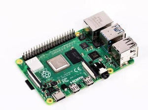 Raspberry Pi 4 2GB RAM - a green circuit board featuring a USB-C power port, two micro-HDMI ports, a 3.5mm jack, four USB ports, and an Ethernet port.