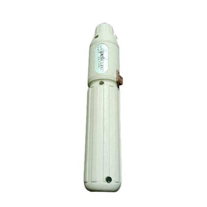 Rechargeable Drill Machine 5V DC Powered Mini Hand Held Used Condition - a cream-colored cylindrical handheld tool with a side power switch and a small indicator light.