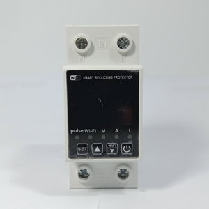 Reclose Programmable 63A WiFi Breaker Switch Smart Home Circuit Breaker 2 Pole - a white, two-pole modular device with a dark display, screw terminals, and front-panel control buttons.