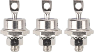 Rectifier Diode 40HFR120 Iron Replacement Stable 40A Diode - three silver-coloured stud-mount diodes with threaded bases, hexagonal nuts, and top terminal lugs arranged side by side.