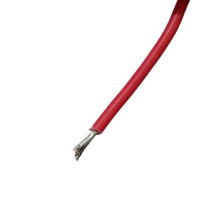 Red 1meter Solderable Wire Hard Wires For Wiring Jumper Wire Wiring Cable - a close-up of a single red insulated wire with a stripped, tinned copper end.