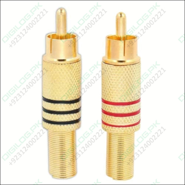 red and black 1 pair Rca Connector Gold Plated Male Plug Audio Video Adapter Coaxal Cable Metal Connector