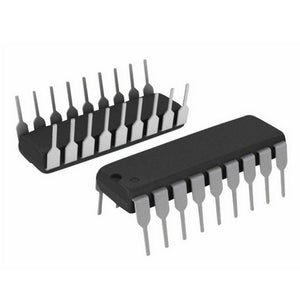 RF Encoder IC HT12E 18 DIP - two black 18-pin dual in-line package integrated circuits with silver-coloured metal pins on a white background.