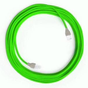 RJ45 Network Ethernet Cable 1m Male To Male Jack Straight Cable 1 Meter Configuration - a coiled, bright green braided cable with two grey RJ45 connectors.
