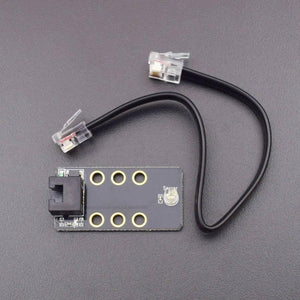 Robobloq Light Sensor With RJ11 Connecting Wire - a small black rectangular circuit board with a sensor, a black RJ11 port, and a black cable.