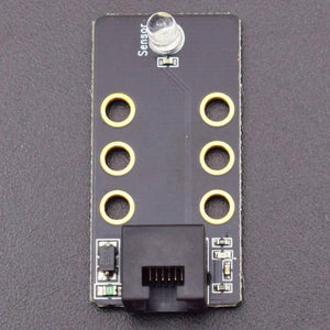 Robobloq Light Sensor With RJ11 Connecting Wire - a black rectangular circuit board with a clear LED sensor and a black RJ11 port.
