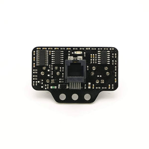 Robobloq Ultrasonic Sensor With RJ11 Connecting Wire - a black rectangular circuit board with an RJ11 port and three mounting holes.