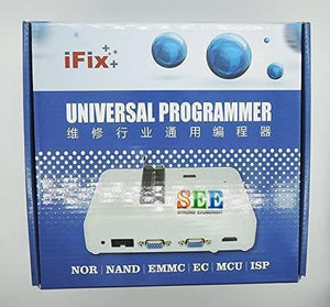 RT809H Emmc Nand Flash Programmer Bios Programmer - shown inside its blue and white branded cardboard packaging box, which features an illustration of the device.