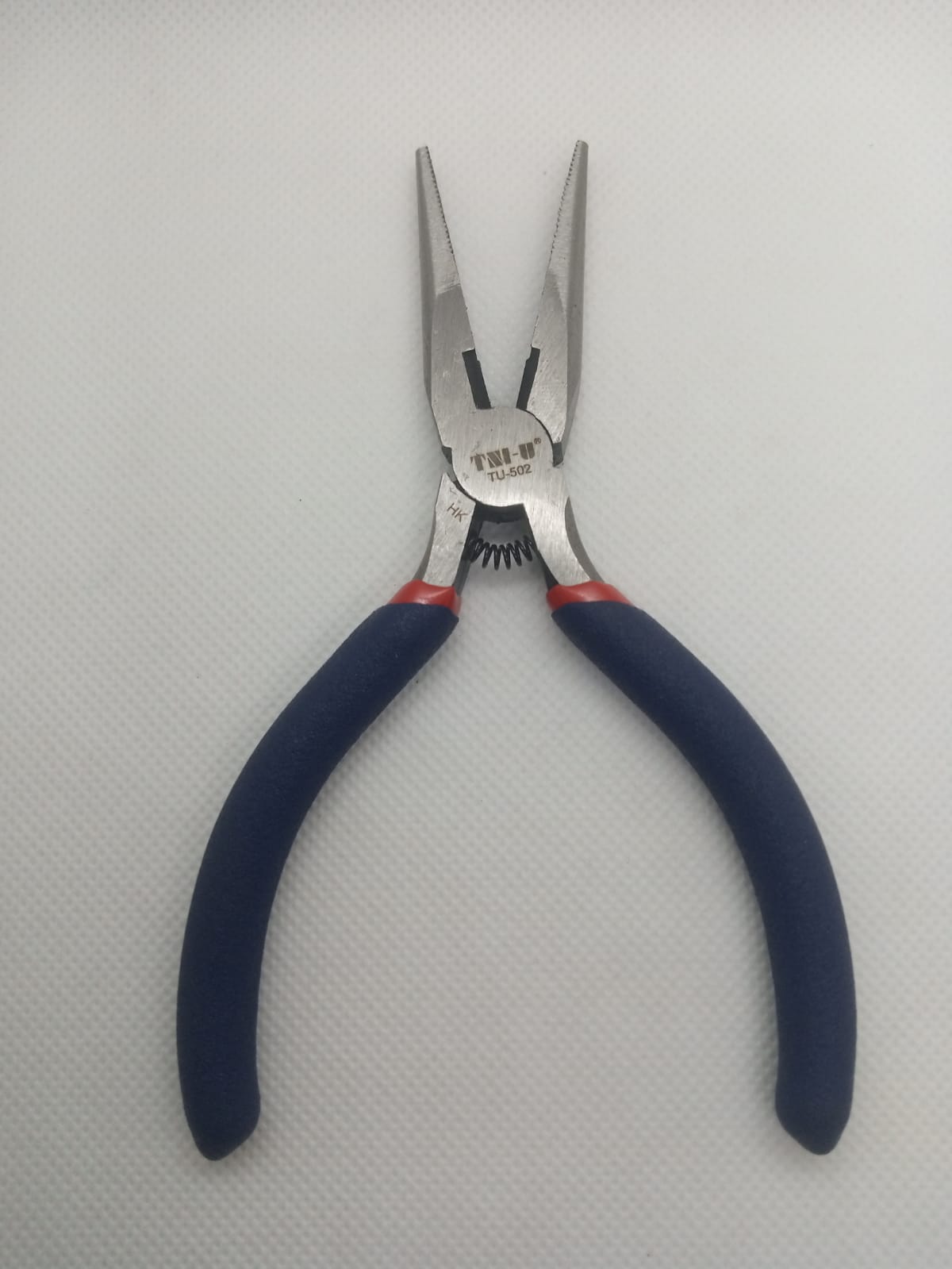 Santus St502 Needle Nose Plier Needle Nose Plier - with a metal head, spring mechanism, and blue rubber-coated handles, shown against a white background.