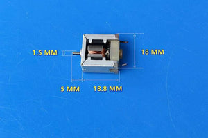 Sc-020 5V DC Motor 3V-9V Brush DC Motor DIY Science Experiment Motor - a silver rectangular brush DC motor with a copper-wound rotor, shown in a top-down view with dimension annotations in millimeters.