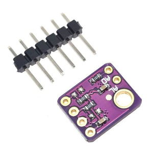 SHT30 I2C Humidity And Temperature Sensor - shown as a purple circuit board with mounting holes and a separate six-pin header connector.