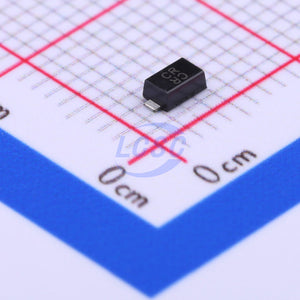 SJD12C40L01 ESD and Surge Protection TVS Diode - a small black surface-mount component with the marking "CR" on a grid background.