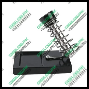 Soldering Iron Stand Single Spring For 40W 60W Soldering Iron Without Soldering Sponge - a black rectangular base with a metal coil spring holder attached to the right side.