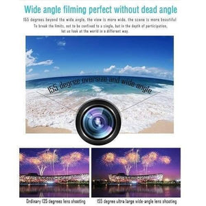 Spy Dvr 1080P Waterproof Camcorder HD Mini Camera SQ12 - lens over a beach scene and a comparison of shooting angles.