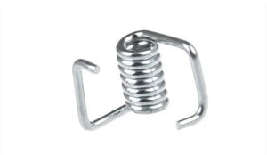 Stainless Steel Timing Belt Locking Tensioner Spring for 3D Printer - a silver-colored coiled metal torsion spring with two bent hook-like ends.