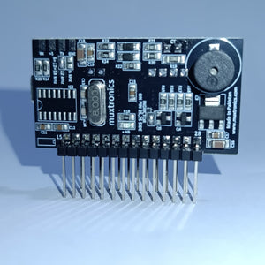 STM Sinewave Inverter Drive Module Grid Sharing With CT - black rectangular circuit board with a header pin array, an 8.000 crystal, and a buzzer.