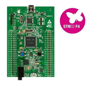 STM32F4 STM32F407 Discovery Kit Arm Cortex-M4 Development Board - a green rectangular circuit board with a central processor, USB ports, buttons, and multiple pin headers.