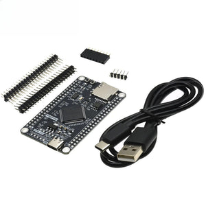 STM32F407VET6 STM32 System Core Board STM32F407 Development Board F407 Single Chip Learning Board - a black rectangular PCB with a USB-C port and SD card slot, shown with two sets of header pins and a USB-C cable.