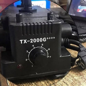 Super Speed Mini Gas Pump Sucking Compressor Pressure Machine 2000G++++ - a black compressor with a rotary speed control knob, a power indicator light, and a power cord.