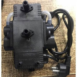 Super Speed Mini Gas Pump Sucking Compressor Pressure Machine 2000G++++ - a black, rectangular air pump with multiple ports and a power cord attached.